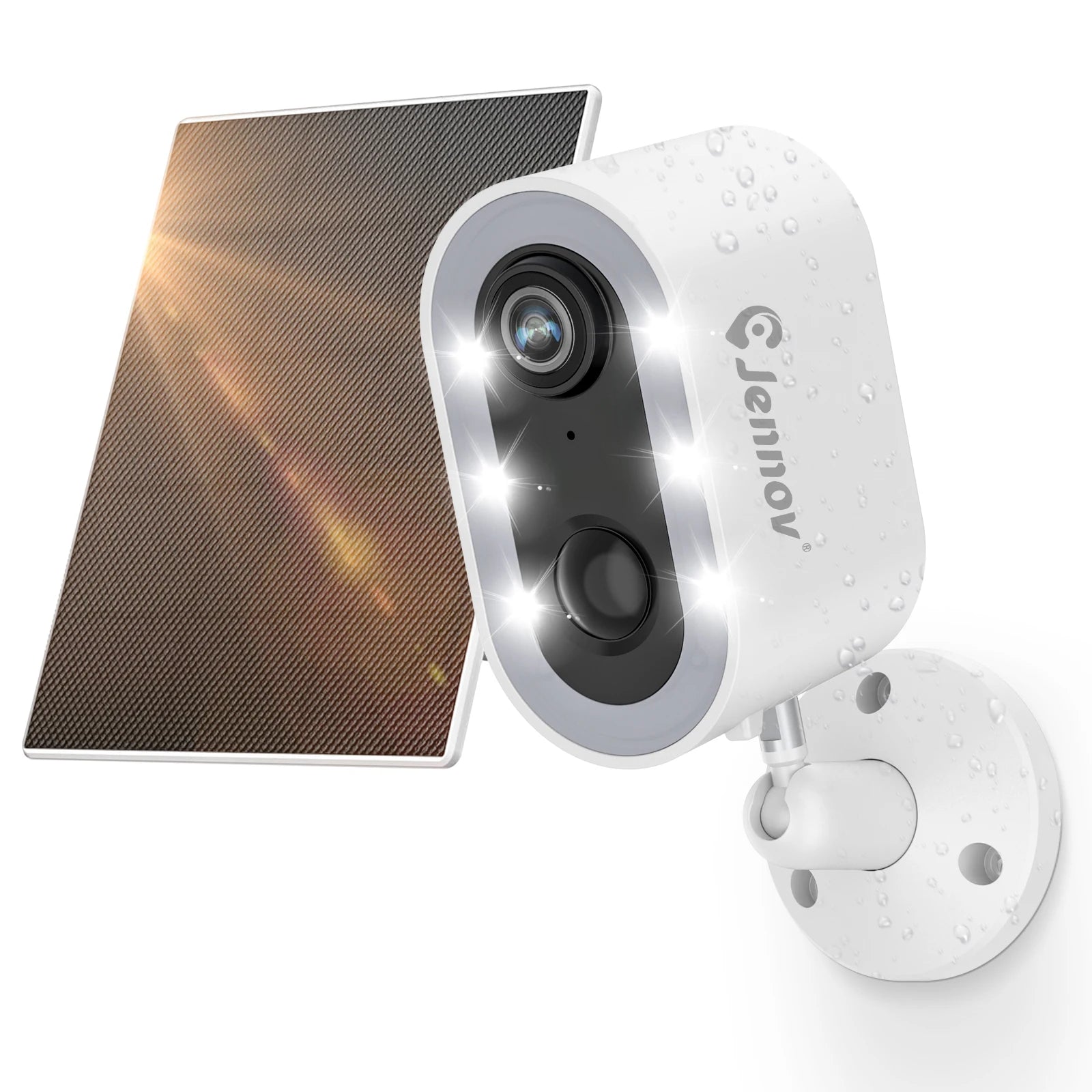 Jennov 2K Solar Panel Security Cameras Wireless Outdoor 2.4G WiFi Battery Powered Spotlight Night Vison Alarm Motion Surveillanc