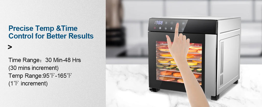 8-Tray Stainless Steel,600W with 4 Presets & Digital Timer for Jerky, Fruit, Herbs - Dishwasher Safe, BPA Free Food Dehydrator