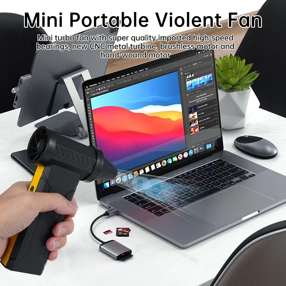 Electric Turbo Jet Fan 160000 RPM Brushless Motor High-Speed Turbo Violent Fan USB Rechargeable Powerful Dust Blower 10000mAh