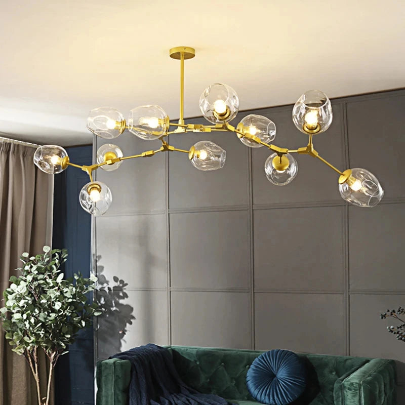 Nordic Lustre Glass Chandeliers Modern LED Molecule Ceiling Pendant Lamps Living Dining Room Home Decor Hanging Kitchen Fixtures