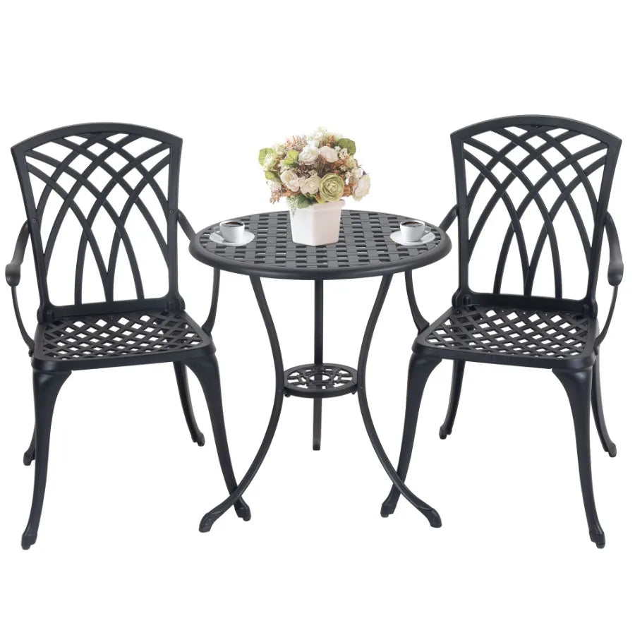 Outdoor 3 Piece Bistro Set Cast Aluminum Bistro Table and Chairs