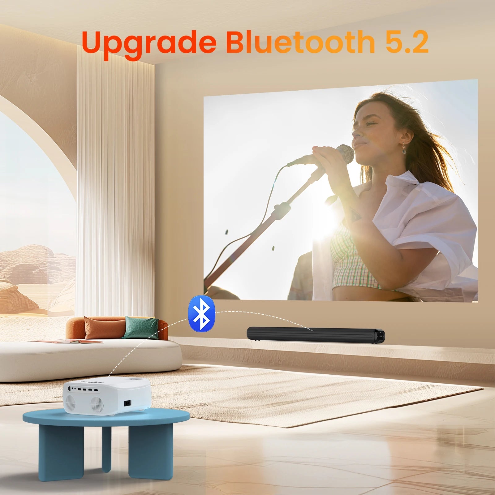 HAPPRUN 12000L 1080P WiFi Bluetooth Projector with Screen, One-Step Mirroring, Outdoor Portable Projector for Phone/HDMI/TV