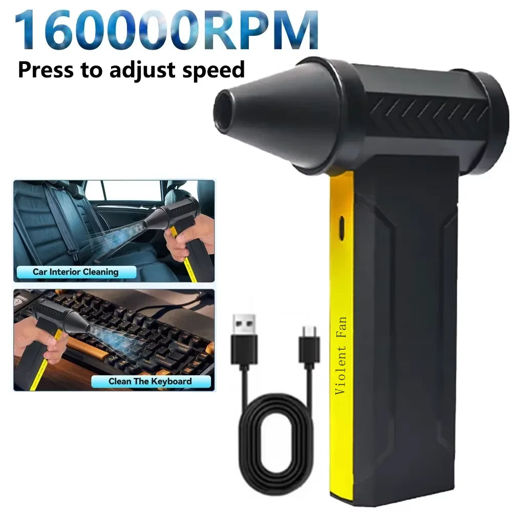 Electric Turbo Jet Fan 160000 RPM Brushless Motor High-Speed Turbo Violent Fan USB Rechargeable Powerful Dust Blower 10000mAh