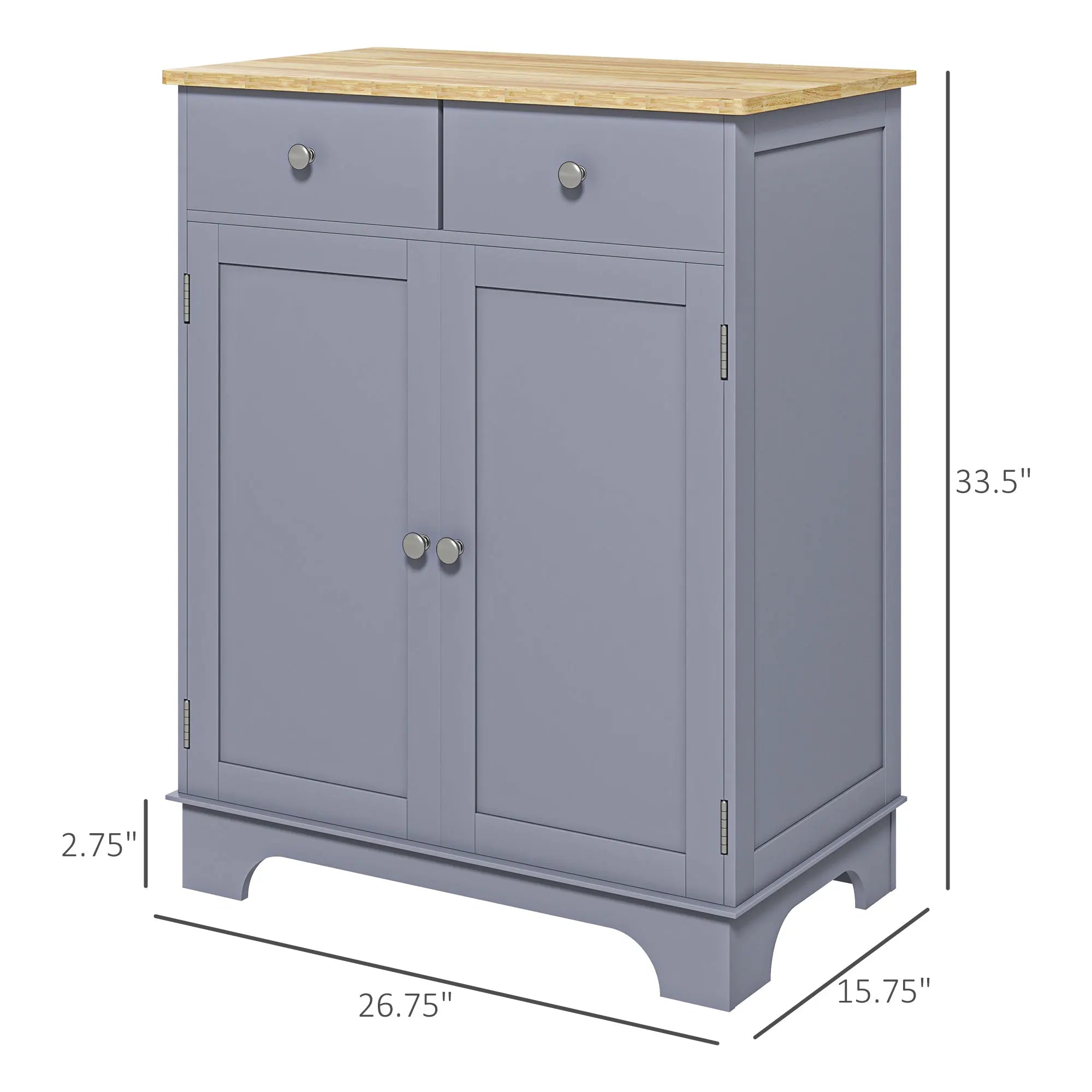 Kitchen Storage Cupboard Organizer Cabinet W/2 Drawers & Adjustable Shelf, White