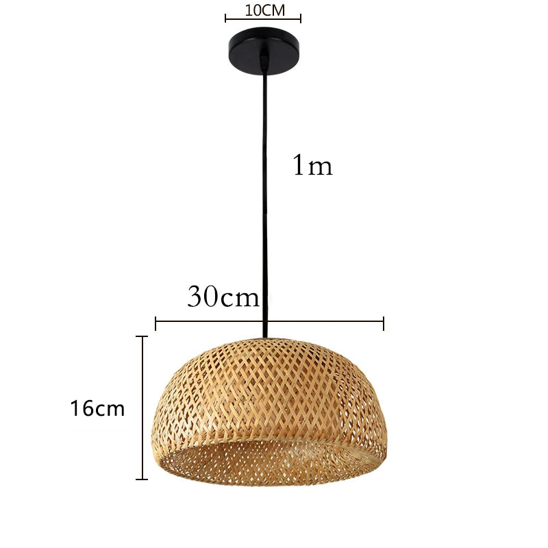 Bamboo Pendant Lamp Lustre Chandelier Hanging Lamp Handmade Rattan Pendant Light Fixture Restaurant Dining Room Indoor Lighting
