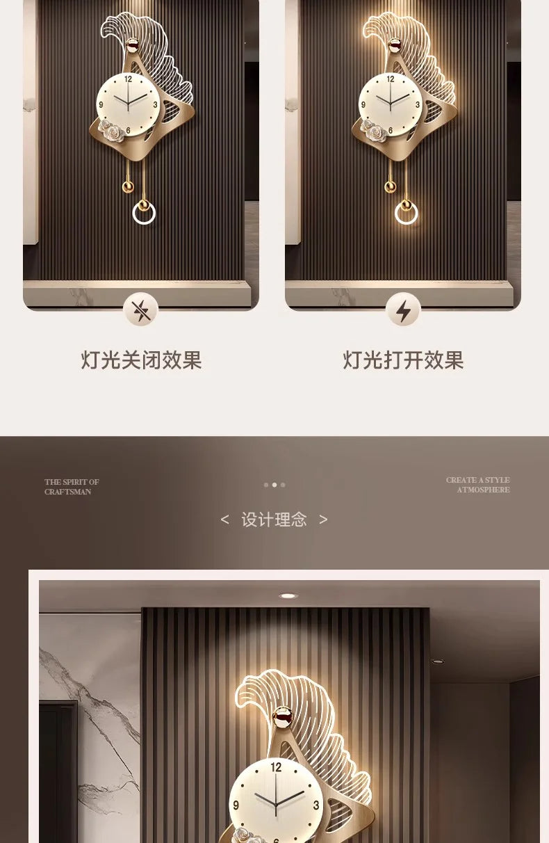 Luminous Glass Wall Clocks Art Pendulum Gold Horloge Wall Clocks Murale Design Reloj De Cocina De Pared Living Room Furniture