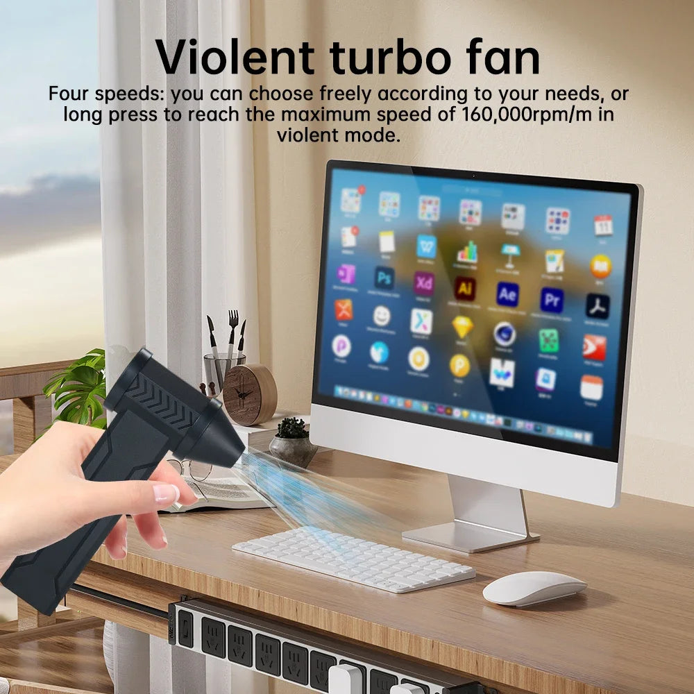 Electric Turbo Jet Fan 160000 RPM Brushless Motor High-Speed Turbo Violent Fan USB Rechargeable Powerful Dust Blower 10000mAh