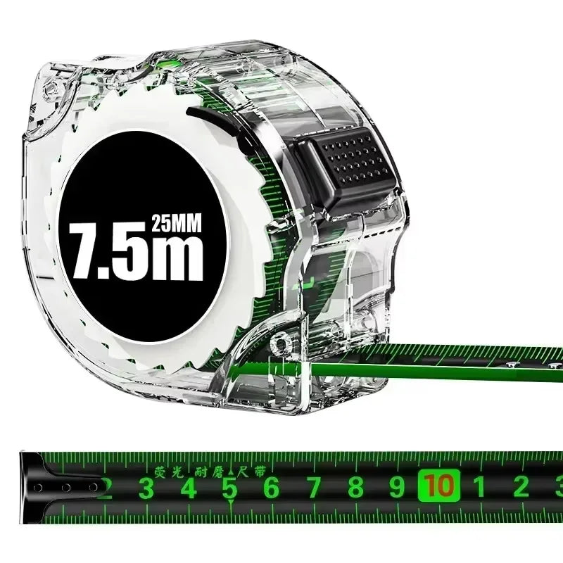 10M Black Fluorescent Tape Measure High Precision Thickened Tape Measure Wear-resistant and Drop-proof Tape Measure