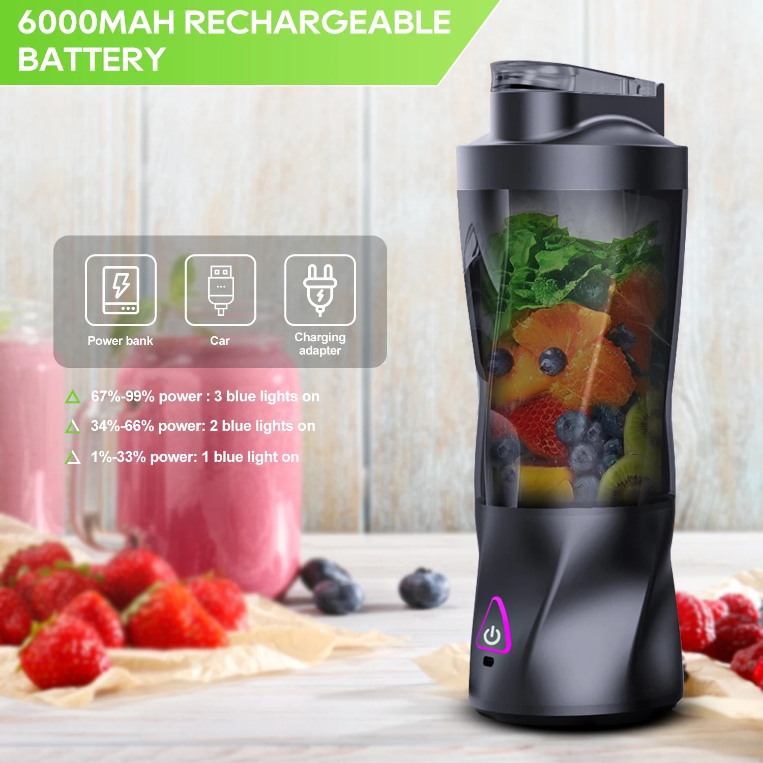 Portable Blender Electric Juicer Fruit Mixers USB Rechargeable Smoothie Mini Blender Multifunction Juice Maker For Use In Homes.