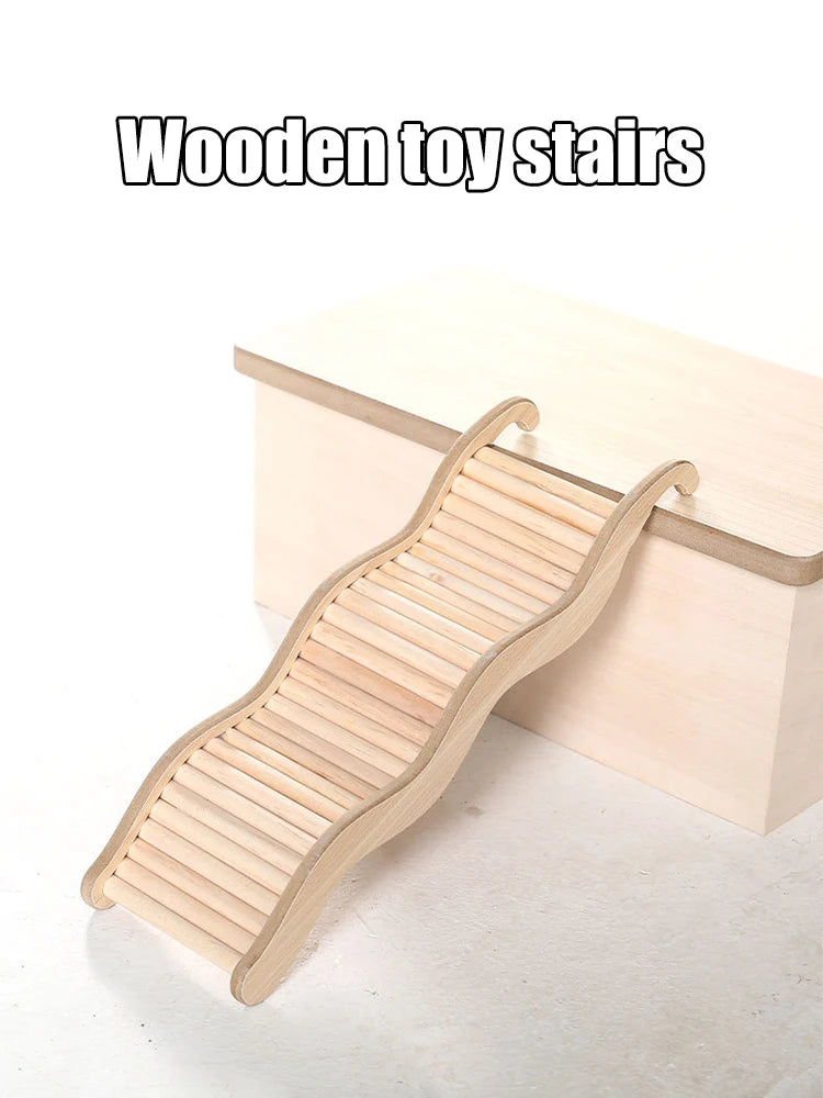 1PC Small pet supplies, cages, decorative accessories, wooden wavy stairs, hamster toys, curved chutes, small animals