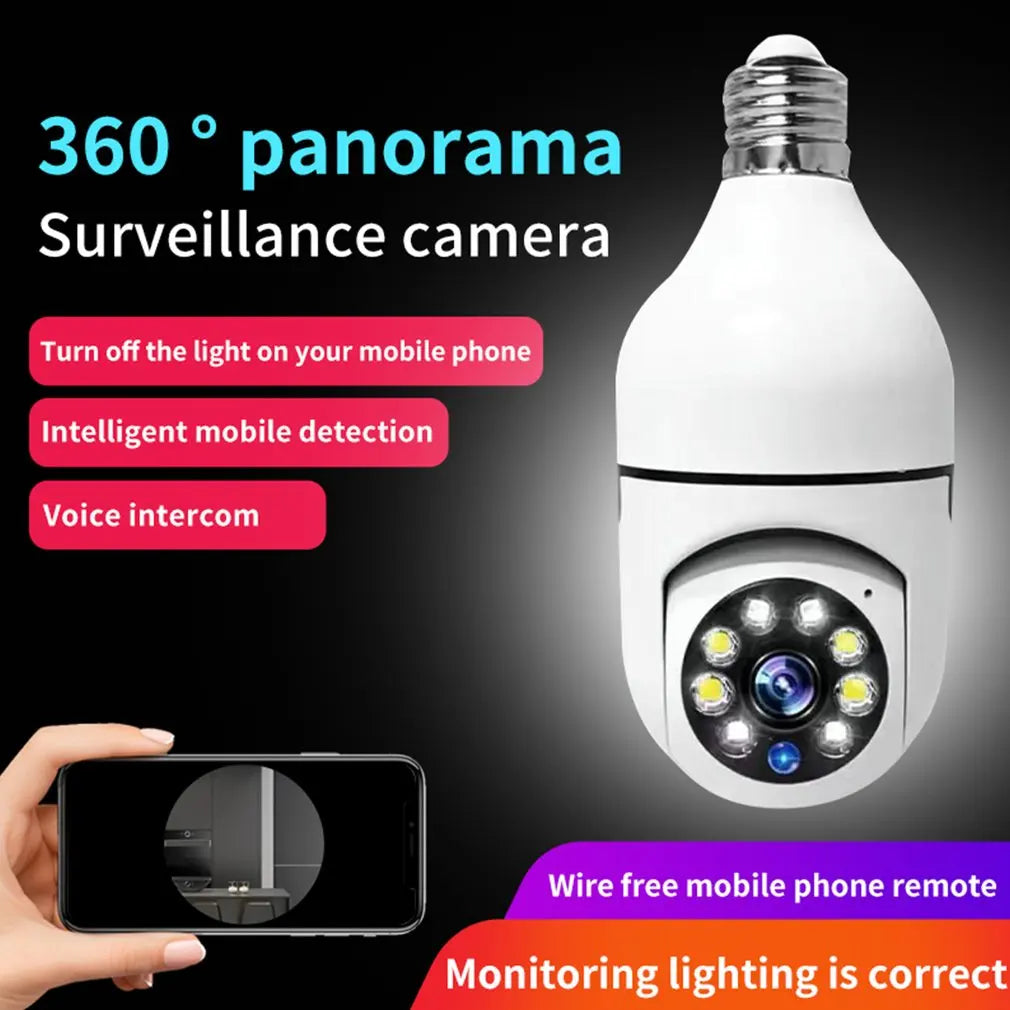 2025 Hot E27 Screw Camera WIFI Surveillance Bulb Camera Full-color Day And Night Lighting Double Light 360 Rotation Dropshipping