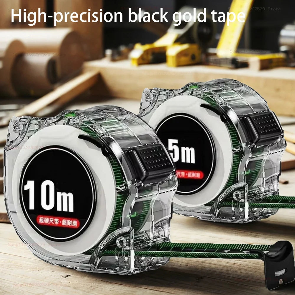 10M Black Fluorescent Tape Measure High Precision Thickened Tape Measure Wear-resistant and Drop-proof Tape Measure
