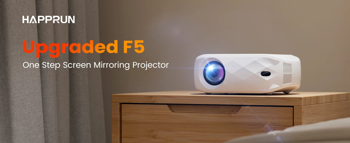 HAPPRUN 12000L 1080P WiFi Bluetooth Projector with Screen, One-Step Mirroring, Outdoor Portable Projector for Phone/HDMI/TV
