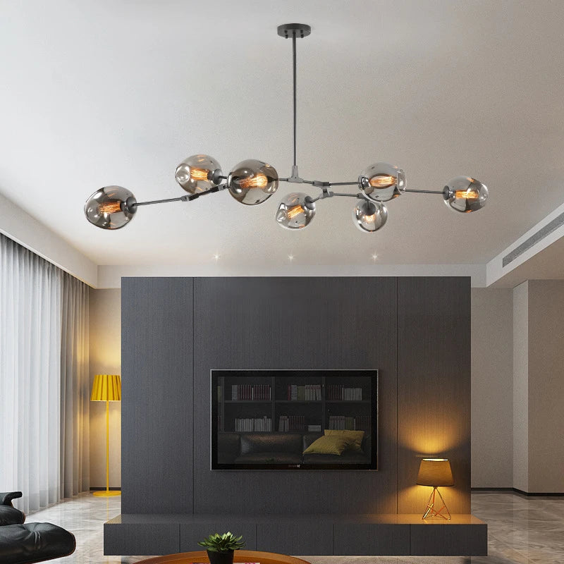 Nordic Lustre Glass Chandeliers Modern LED Molecule Ceiling Pendant Lamps Living Dining Room Home Decor Hanging Kitchen Fixtures