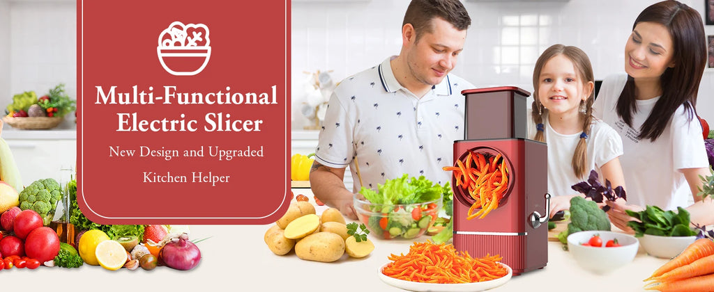Multifunctional Electric Cheese Grater Salad Maker Automatic Vegetable Slicer for Block Cheese Potato Fruit Nuts Food Processor