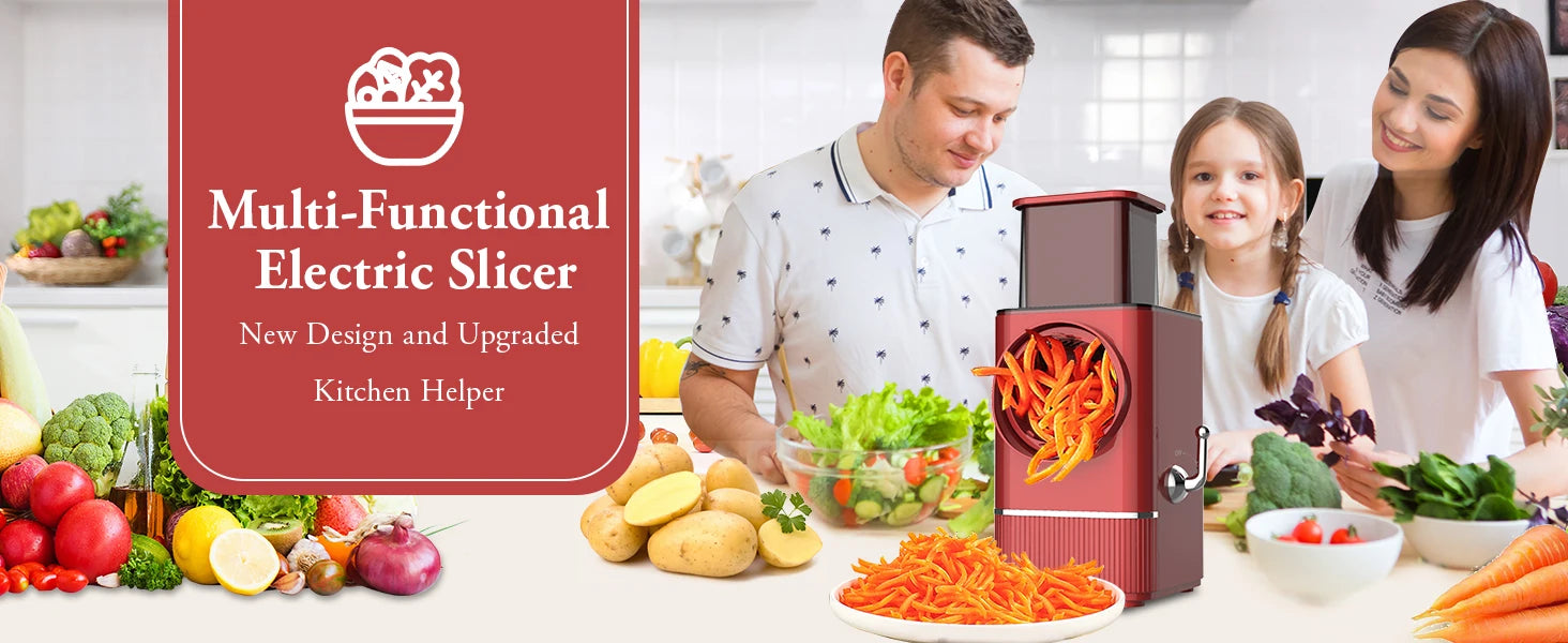 Multifunctional Electric Cheese Grater Salad Maker Automatic Vegetable Slicer for Block Cheese Potato Fruit Nuts Food Processor