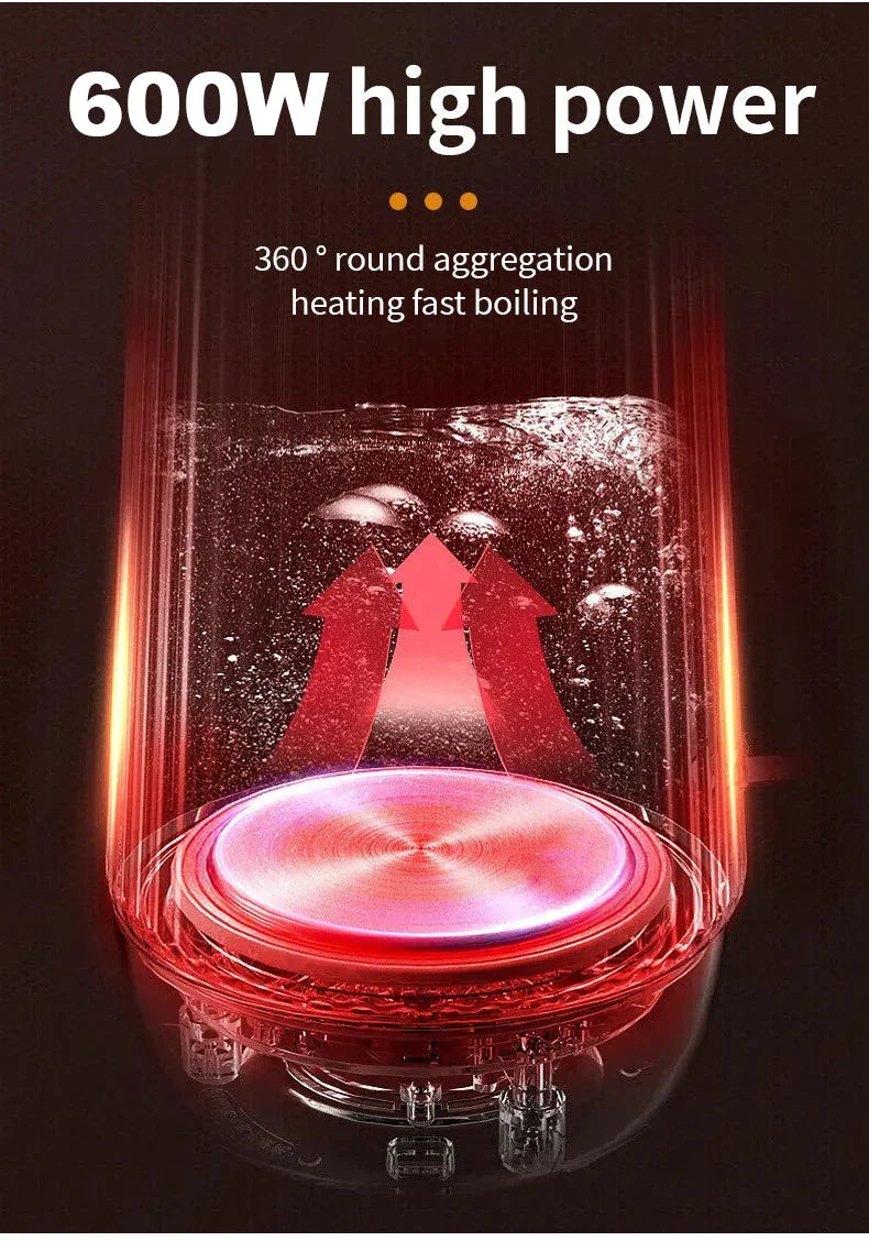 Travel Electric Kettle 500ML Stainless Steel Portable Water Boiler for Tea Coffee Home Kitchen Electric Teapot Smart Kettle