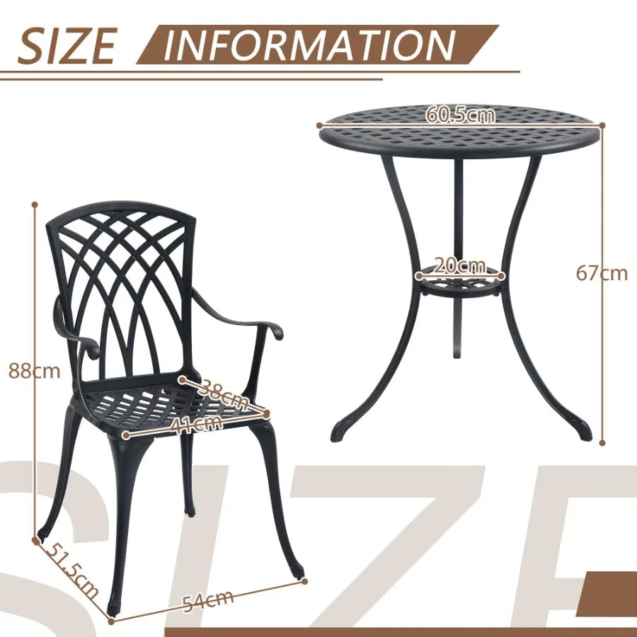 Outdoor 3 Piece Bistro Set Cast Aluminum Bistro Table and Chairs