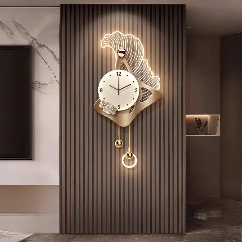 Luminous Glass Wall Clocks Art Pendulum Gold Horloge Wall Clocks Murale Design Reloj De Cocina De Pared Living Room Furniture