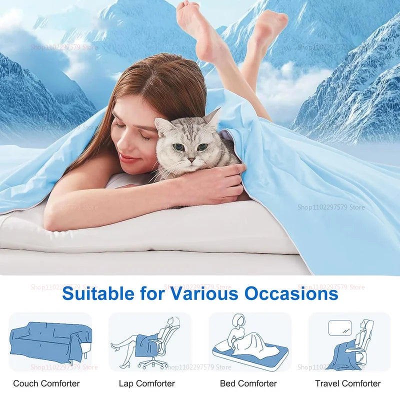 Cooling Blanket Cold Technology Bedding Summer Patchwork Quilts Soft Fashion INS Japan&Korean Green Cold Throws AB Side
