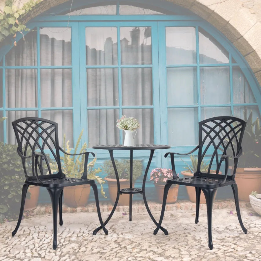 Outdoor 3 Piece Bistro Set Cast Aluminum Bistro Table and Chairs