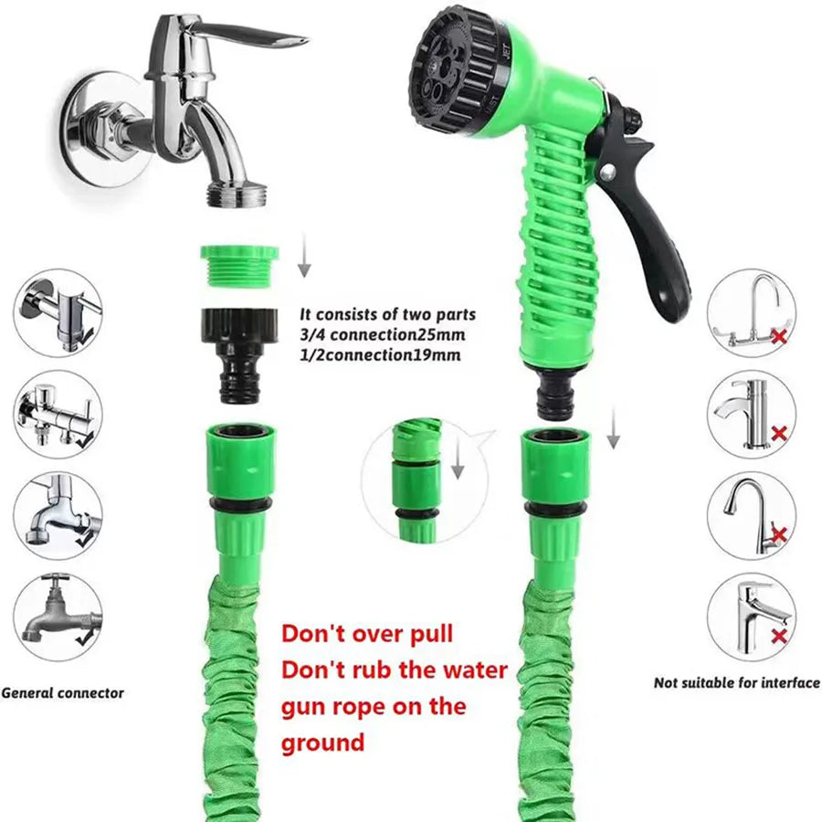 Retractable Magic Garden Hose High Pressure Car Wash Water Gun Portable Pressure Washer for Home Garage Patio Outdoor Cleaning