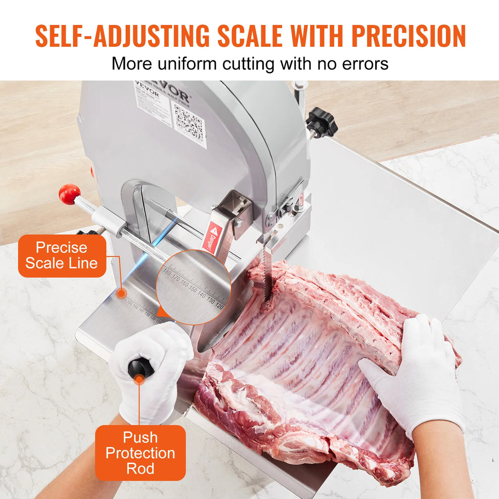 SucceBuy Commercial Electric Meat Bone Saw Machine 1500W Stainless Steel Blade Bone Bandsaw Machine Workbench Countertop Bone