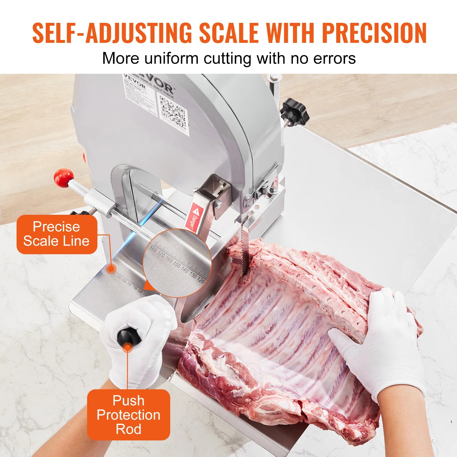 SucceBuy Commercial Electric Meat Bone Saw Machine 1500W Stainless Steel Blade Bone Bandsaw Machine Workbench Countertop Bone