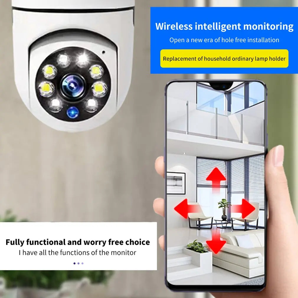2025 Hot E27 Screw Camera WIFI Surveillance Bulb Camera Full-color Day And Night Lighting Double Light 360 Rotation Dropshipping