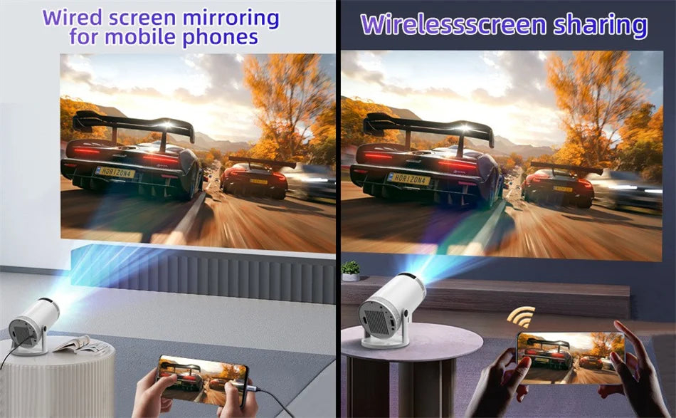 Portable Mini Projector Support 4K Dual Wifi6 260ANSI Bluetooth 5.0 1080P 1280*720P 180° rotation Home Cinema Outdoor Projectors