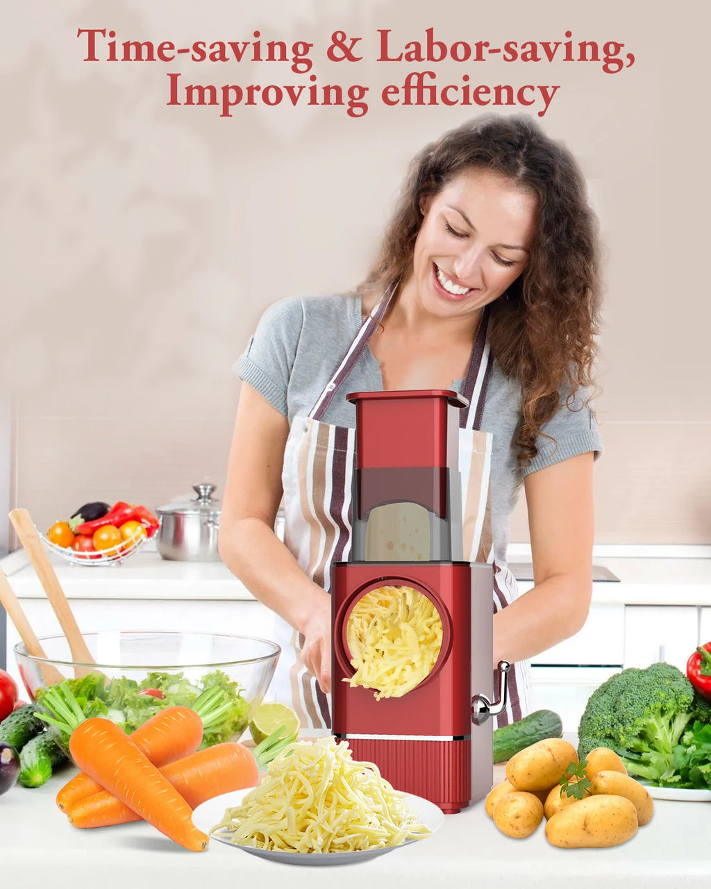Multifunctional Electric Cheese Grater Salad Maker Automatic Vegetable Slicer for Block Cheese Potato Fruit Nuts Food Processor