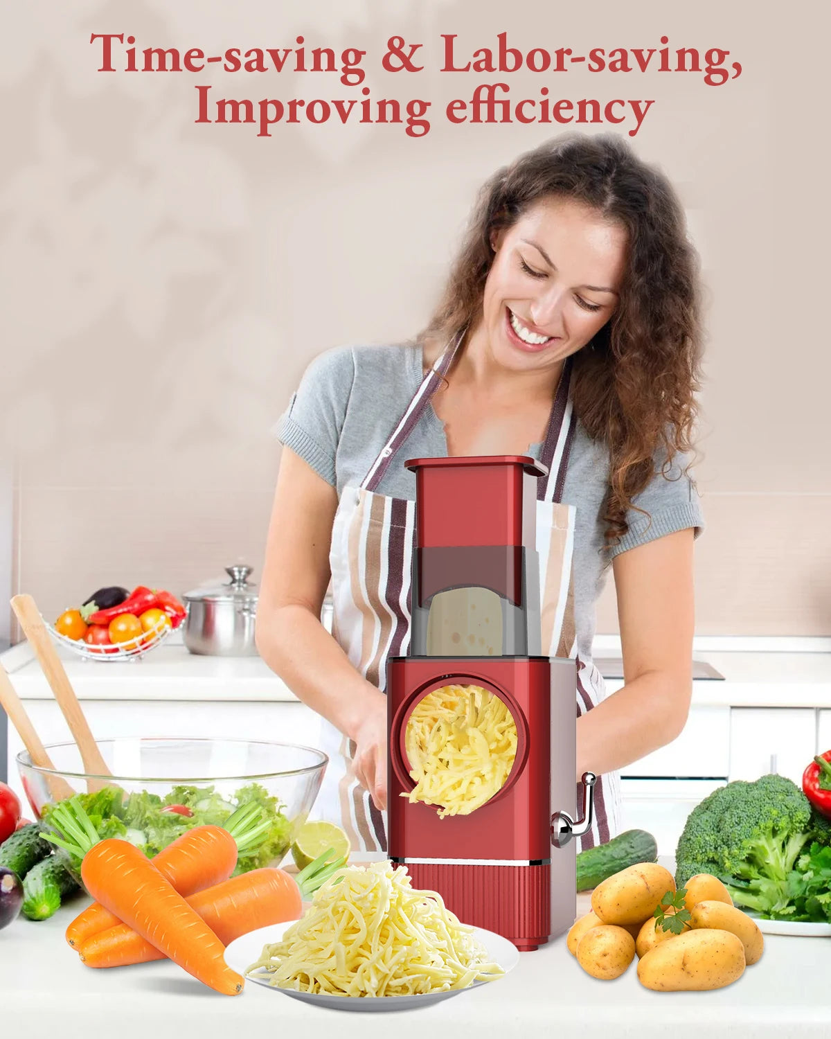 Multifunctional Electric Cheese Grater Salad Maker Automatic Vegetable Slicer for Block Cheese Potato Fruit Nuts Food Processor