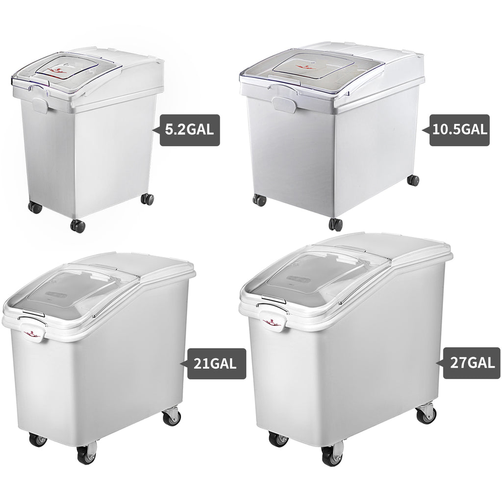 VEVOR 25L Dry Ingredient Storage Bin with Scoop Caster Dustproof Rice Flour Soybeans for Restaurant Kitchen Commercial