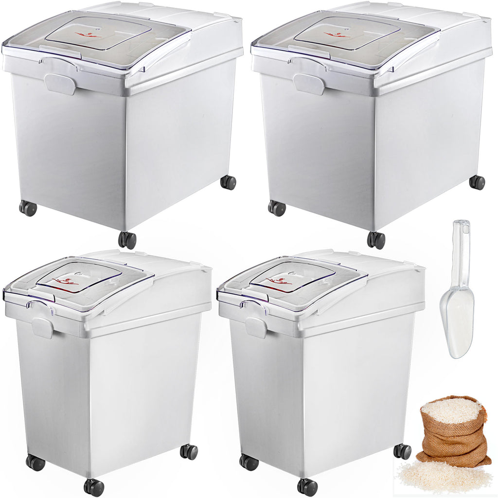 VEVOR 25L Dry Ingredient Storage Bin with Scoop Caster Dustproof Rice Flour Soybeans for Restaurant Kitchen Commercial