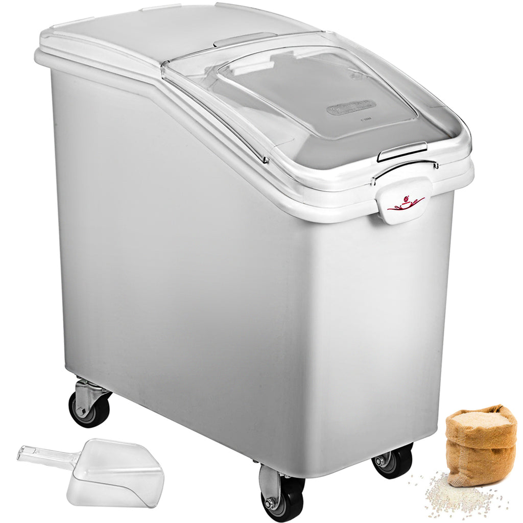 VEVOR 25L Dry Ingredient Storage Bin with Scoop Caster Dustproof Rice Flour Soybeans for Restaurant Kitchen Commercial