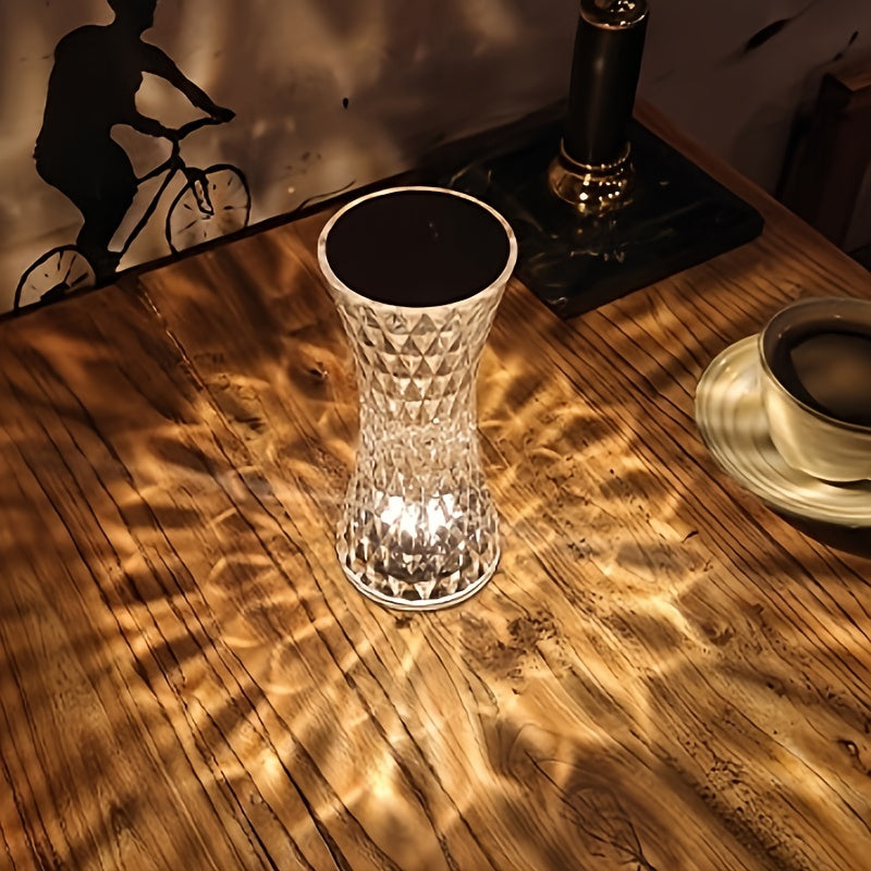 Elegant Crystal Touch Control Bedside Lamp - USB Rechargeable, Dimmable LED Lights with Acrylic Base, Ideal for Indoor Use, Perfect for Bedroom or Living Room Decor, Bedroom Night Light