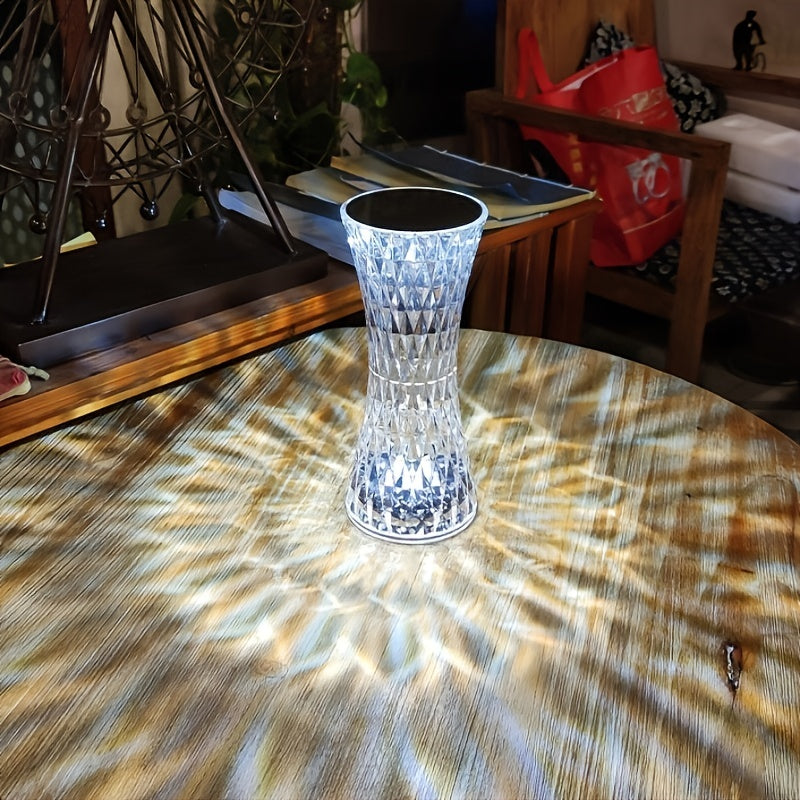 Elegant Crystal Touch Control Bedside Lamp - USB Rechargeable, Dimmable LED Lights with Acrylic Base, Ideal for Indoor Use, Perfect for Bedroom or Living Room Decor, Bedroom Night Light