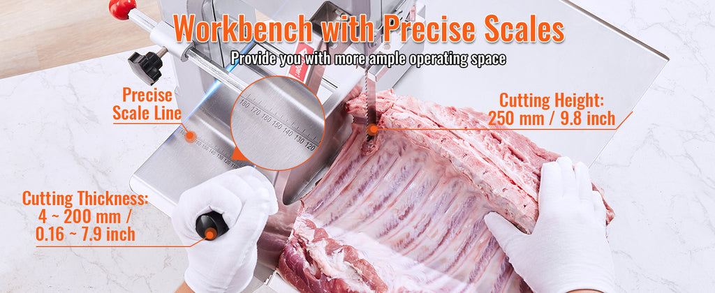 SucceBuy Commercial Electric Meat Bone Saw Machine 1500W Stainless Steel Blade Bone Bandsaw Machine Workbench Countertop Bone