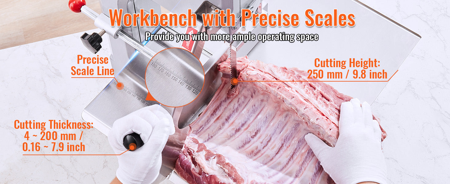 SucceBuy Commercial Electric Meat Bone Saw Machine 1500W Stainless Steel Blade Bone Bandsaw Machine Workbench Countertop Bone