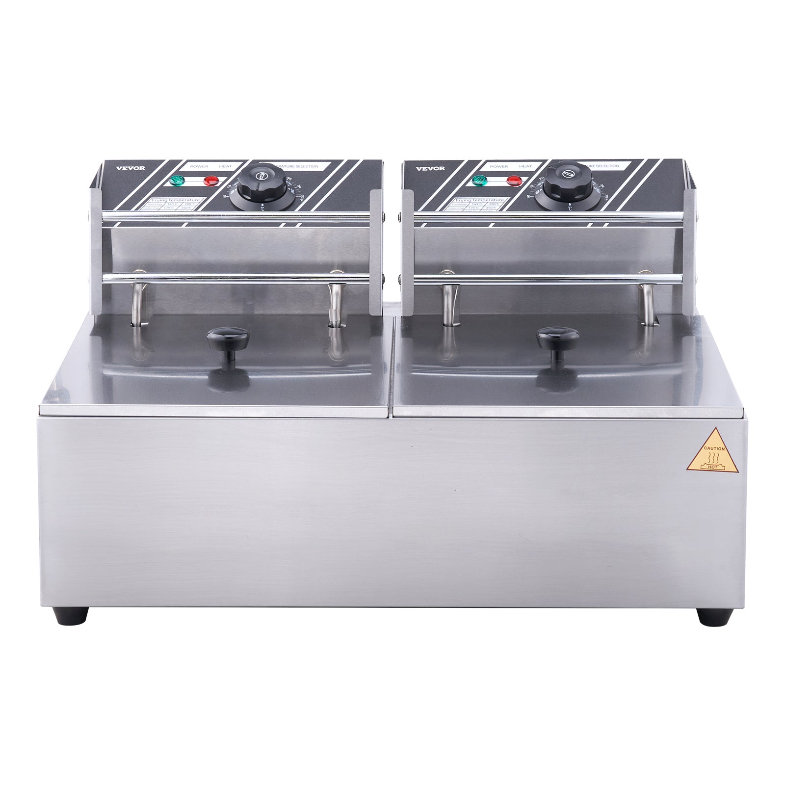 SucceBuy  12L Electric Deep Fryer w/Dual Removable Tanks Commercial Countertop  Fryer for Chicken French Fries Frying Chips
