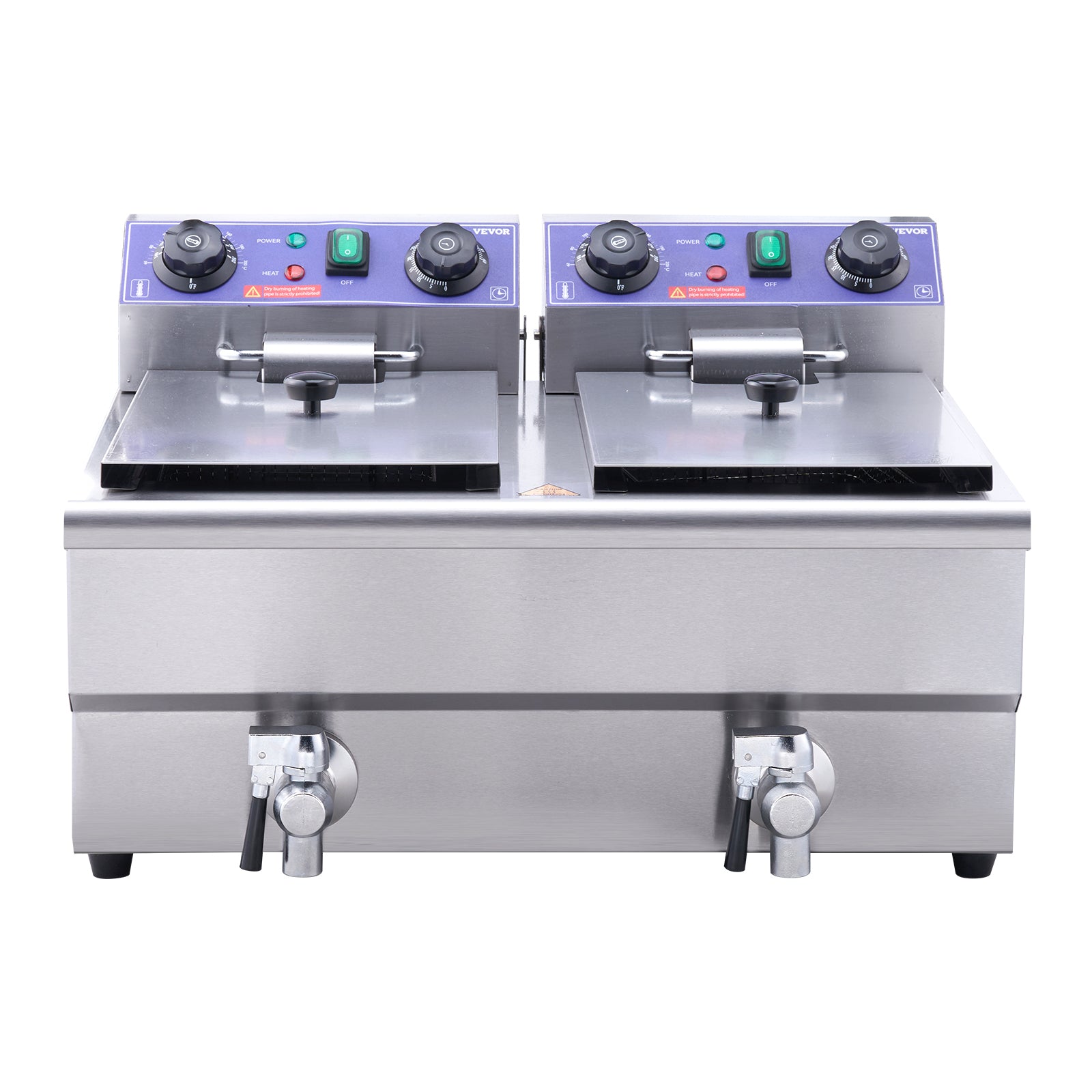 VEVOR  12L 5000W Electric Deep Fryer w/Dual Removable Tanks Commercial Countertop  Fryer for Chicken French Fries Frying Chips