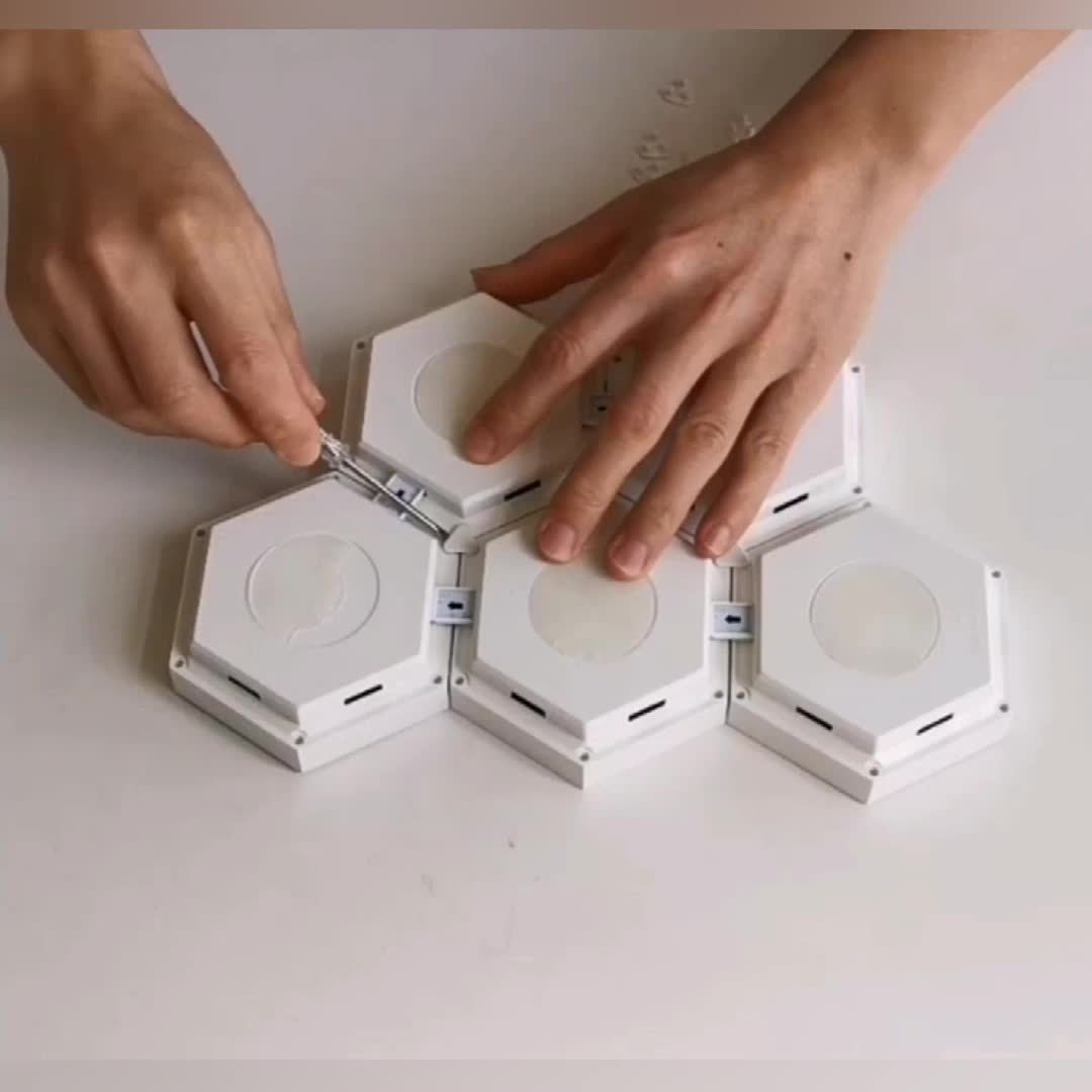 6packs Touch Control Hexagonal LED Wall Light, Neutral White Lamp With Touch Night Light, Easy To Use And Energy Efficient