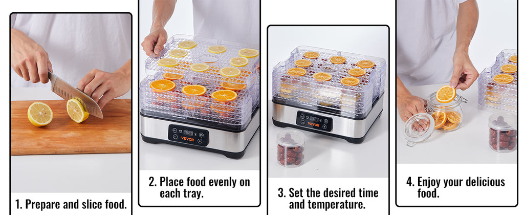 SucceBuy 5 Tray Food Dehydrator Machine 300W Stainless Steel Electric Food Dryer w/ Digital Adjustable Timer & Temperature