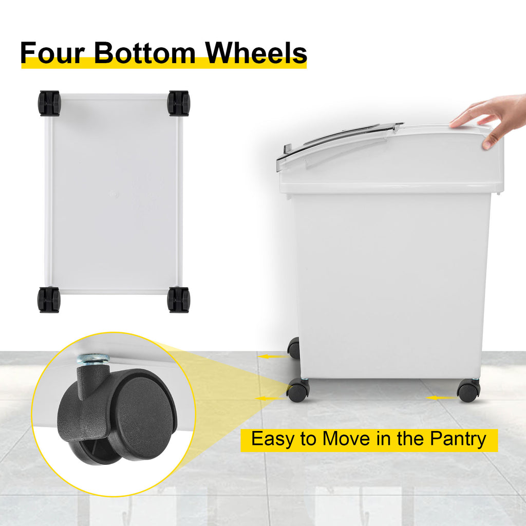 VEVOR 25L Dry Ingredient Storage Bin with Scoop Caster Dustproof Rice Flour Soybeans for Restaurant Kitchen Commercial