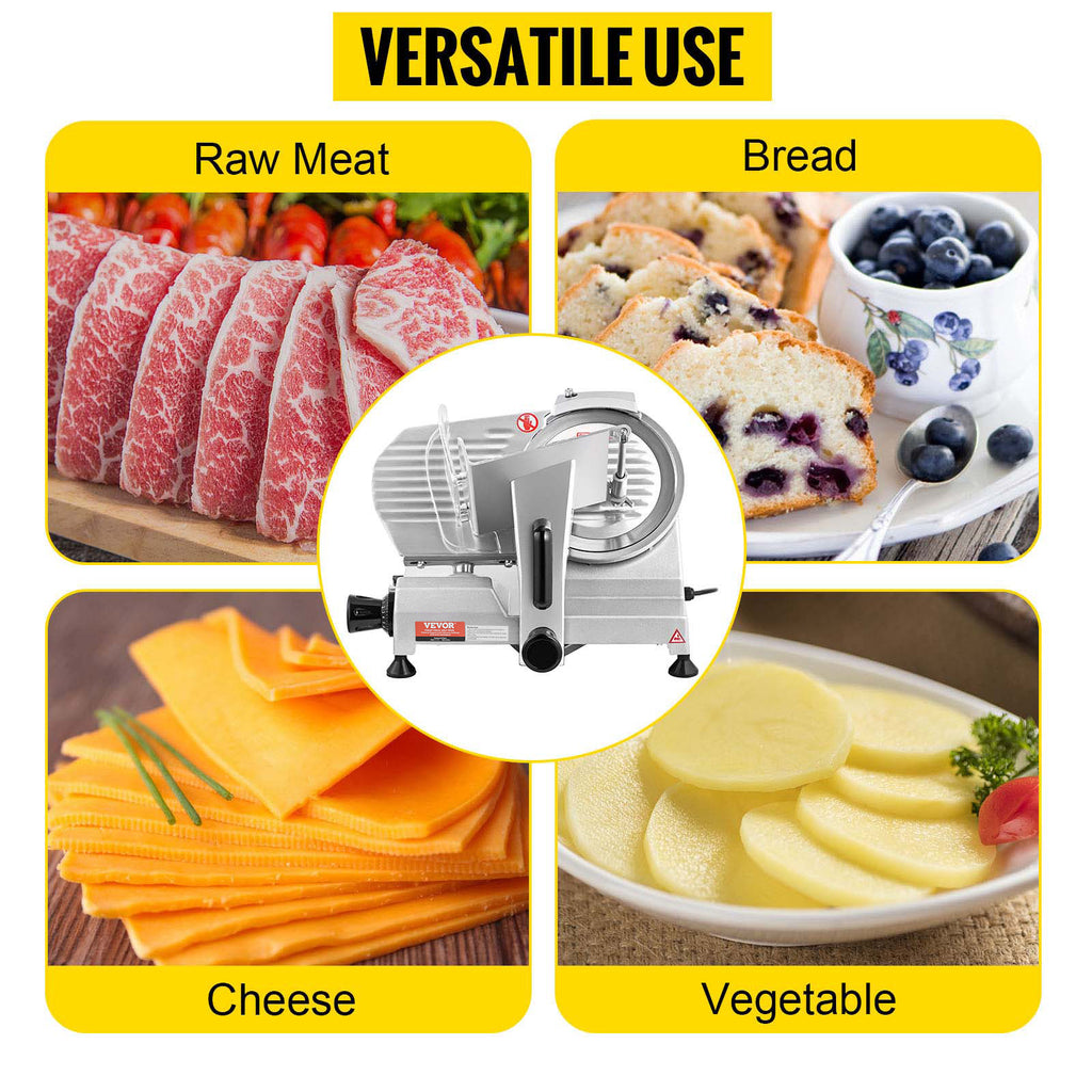SucceBuy Meat Slicer 200W/240W/320W/340W Electric Deli Food Slicer Adjustable Thickness for Commercial Home Use Cut Meat Cheese